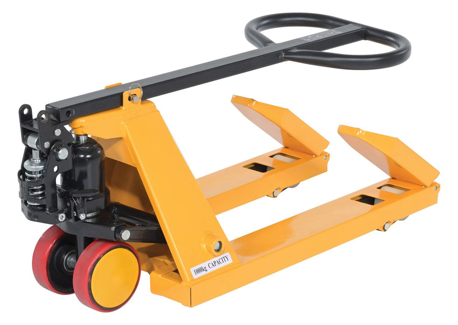 Steel Mini Hand Pallet Truck Fold Down 45 In. x 15 In. x 45 In. 1100 Lb. Capacity Yellow