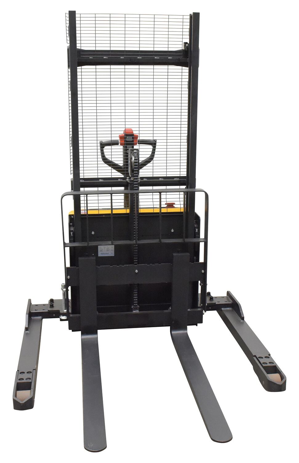 Steel Adjustable Powered Lift Stacker 63 In. Raised Height 2,600 Lb. Capacity Black