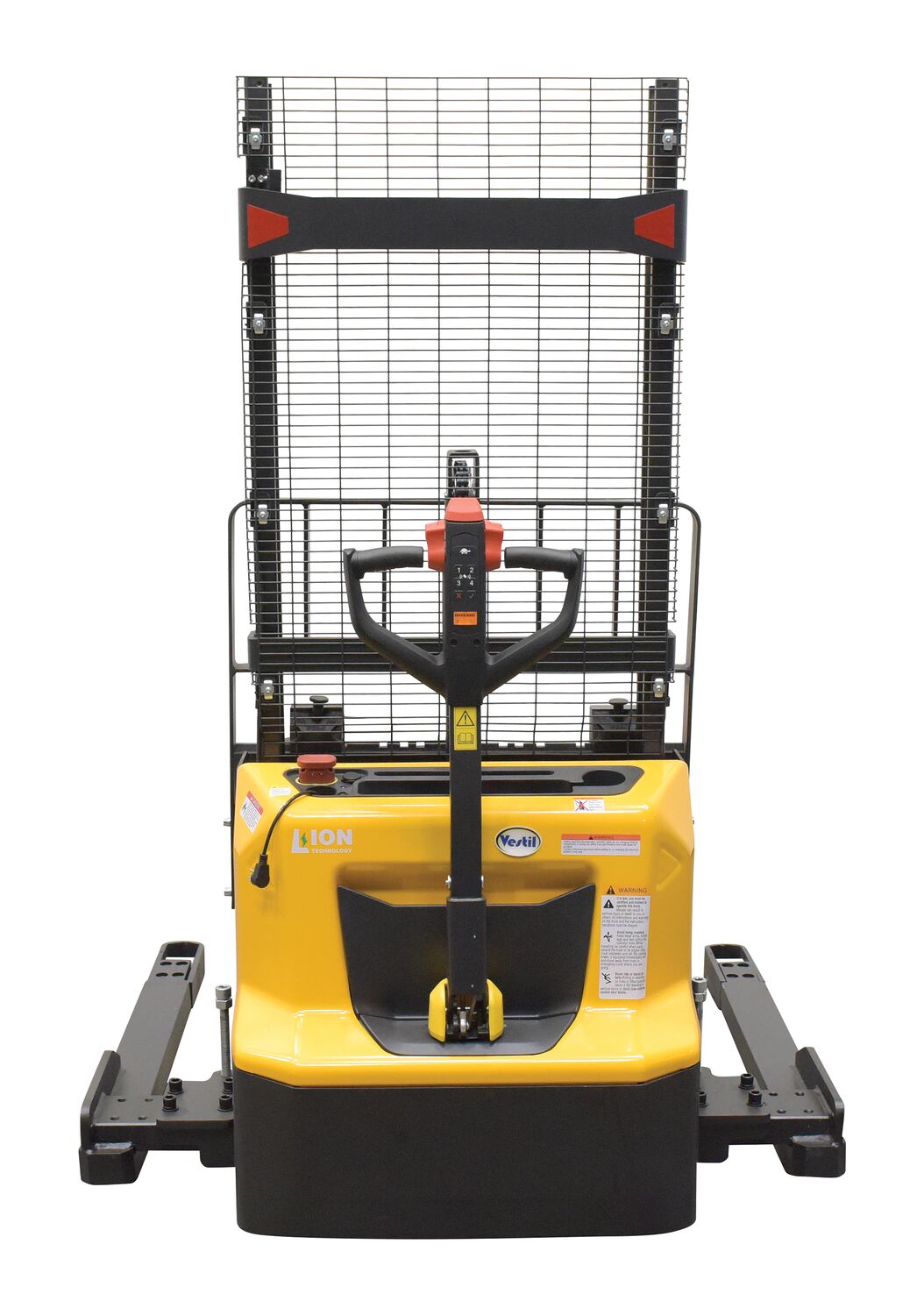 Steel Adjustable Powered Lift Stacker 63 In. Raised Height 2,600 Lb. Capacity Black
