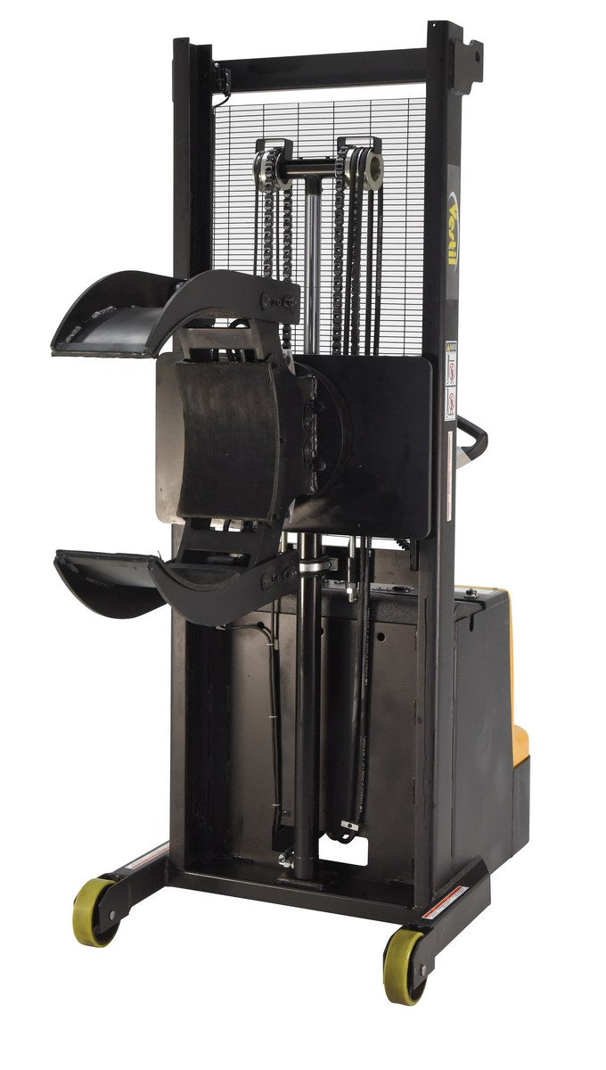Steel Vertical Drum Gripper/Rotator Stacker 64 In. Dispensing Height 800 Lb. Capacity Black / Yellow