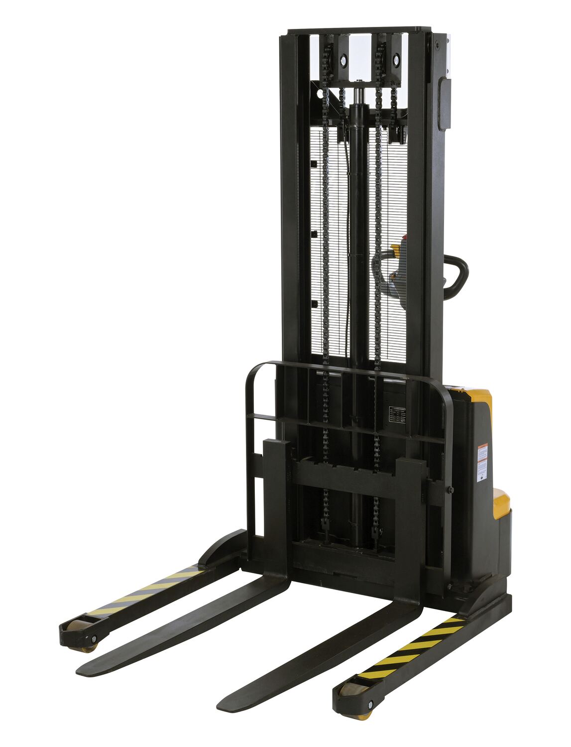 Steel Adjustable Double Mast Stacker 118 In. Raised Height Variable Speed 2200 Lb. Capacity Black