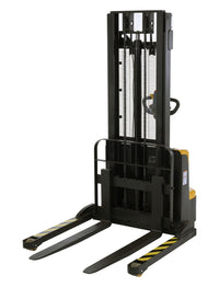 Thumbnail for Steel Adjustable Double Mast Stacker 118 In. Raised Height Variable Speed 2200 Lb. Capacity Black