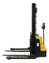 Thumbnail for Steel Adjustable Double Mast Stacker 118 In. Raised Height Variable Speed 2200 Lb. Capacity Black