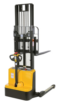Thumbnail for Steel Adjustable Double Mast Stacker 118 In. Raised Height Variable Speed 2200 Lb. Capacity Black