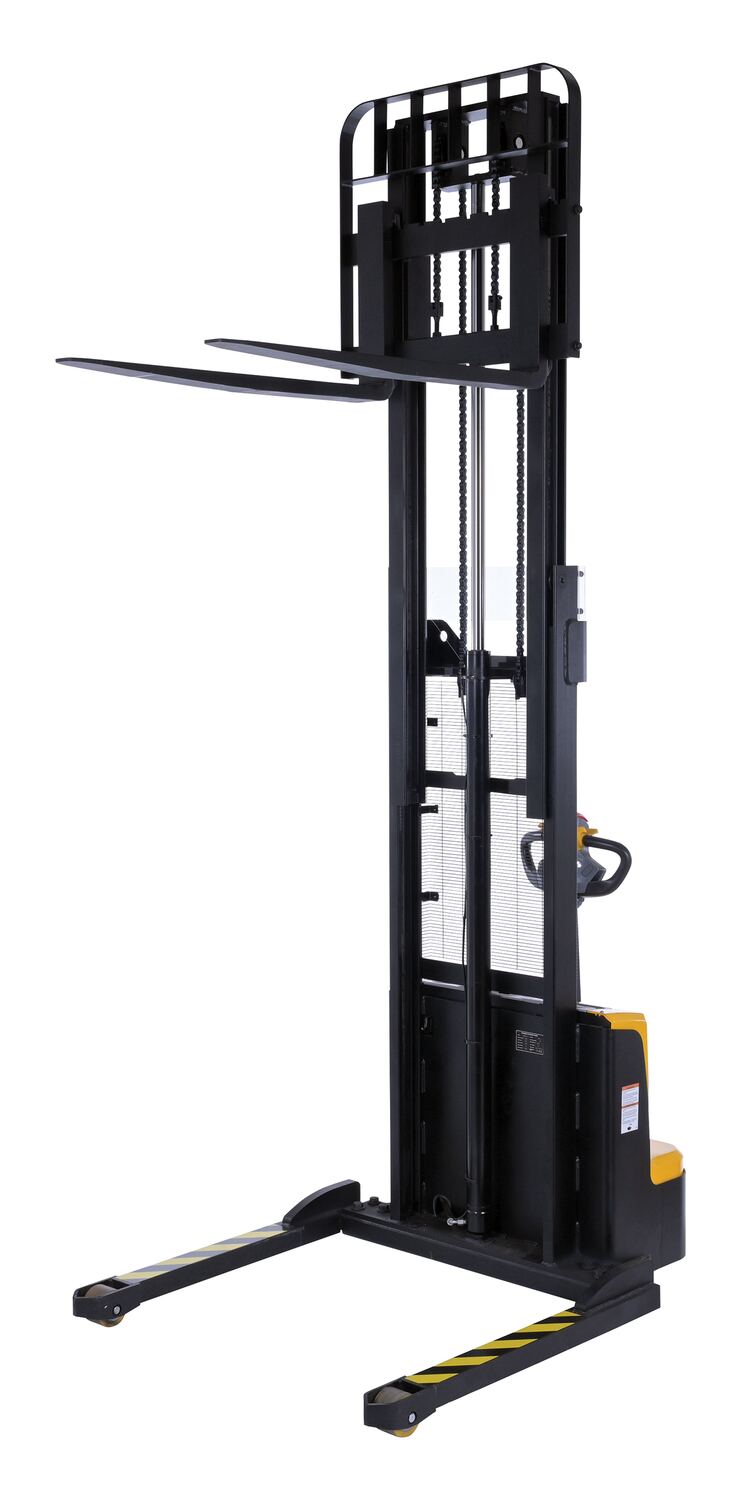 Steel Adjustable Double Mast Stacker 118 In. Raised Height Variable Speed 2200 Lb. Capacity Black