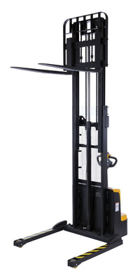 Thumbnail for Steel Adjustable Double Mast Stacker 118 In. Raised Height Variable Speed 2200 Lb. Capacity Black