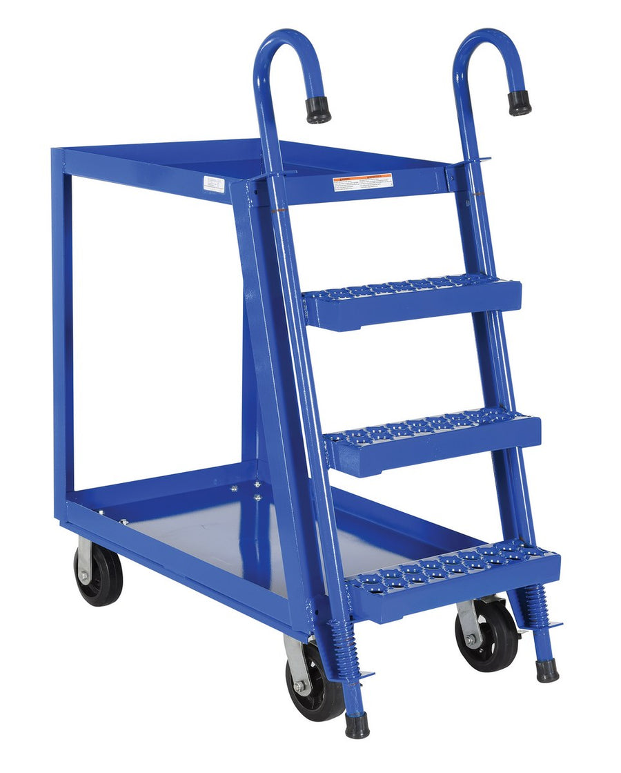 22" x 36" Steel Stockpicker Truck w/ 2 Shelves & 6" Casters