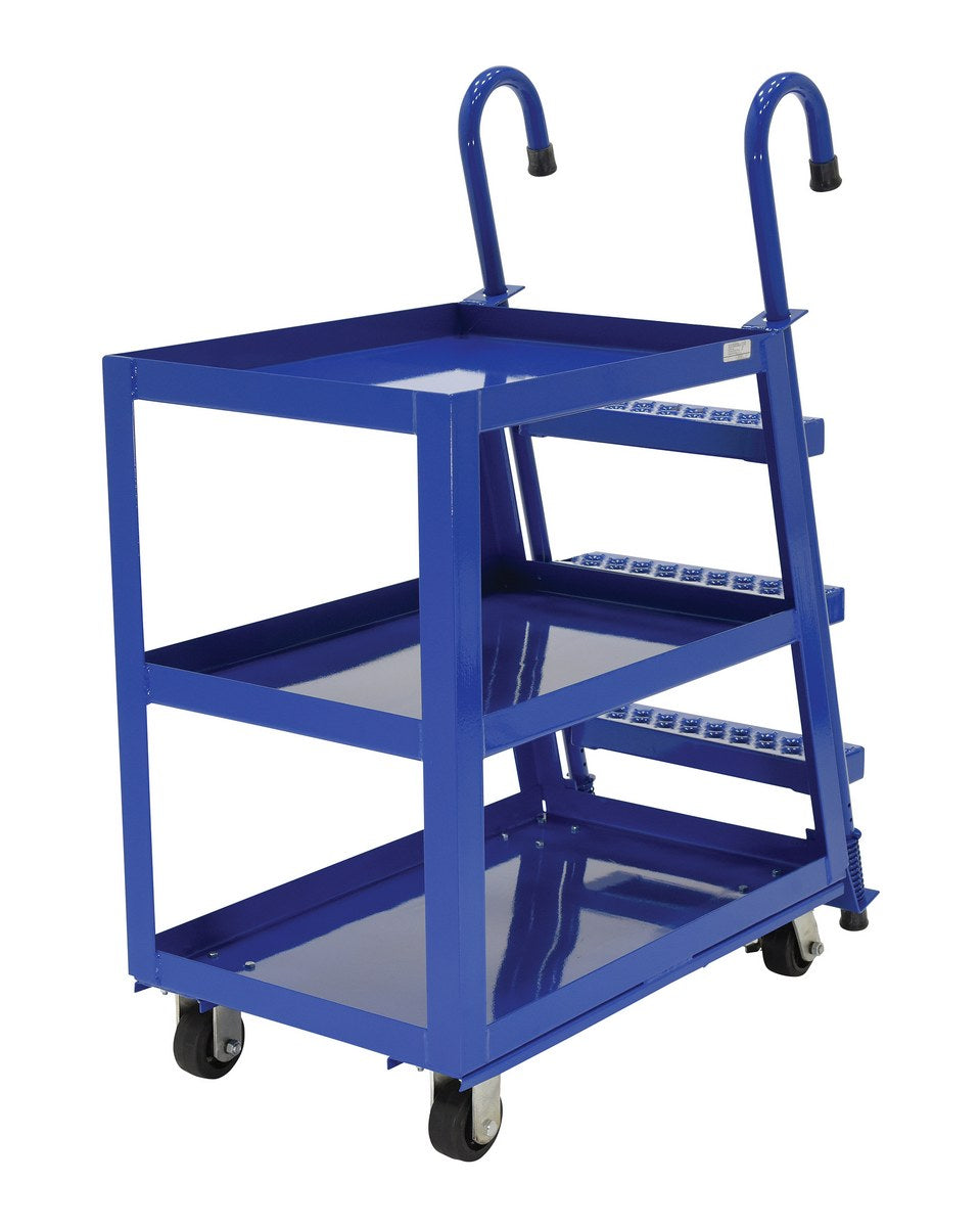 22" x 36" Steel Stockpicker Truck w/ 3 Shelves & 4" Casters