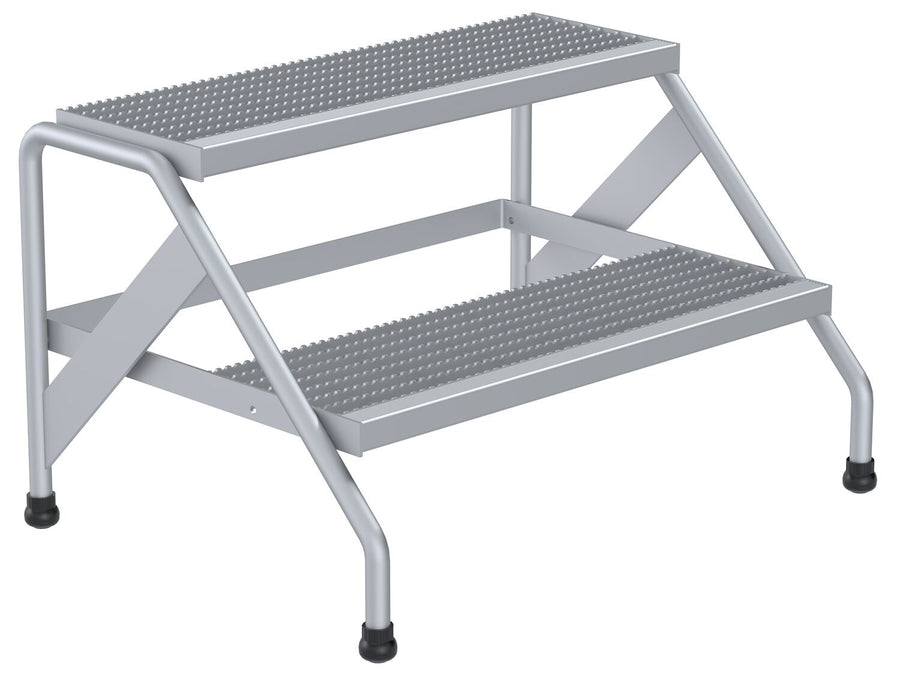 ALUMINUM STEP STAND - 2 STEP WIDE WELDED - Model SSA-2W
