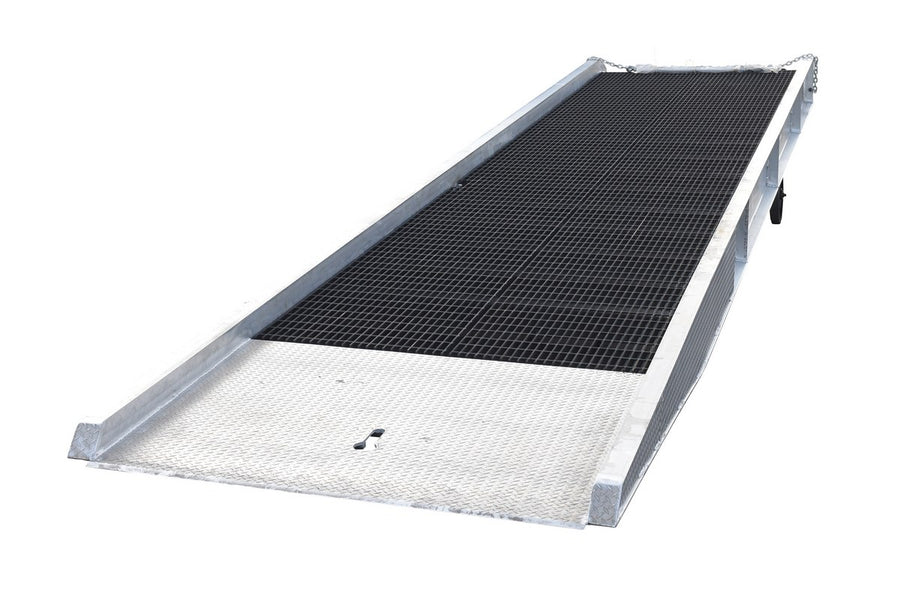 72"W x 30'L Aluminum Yard Ramp w/ Steel Grating & 16,000-lbs Capacity