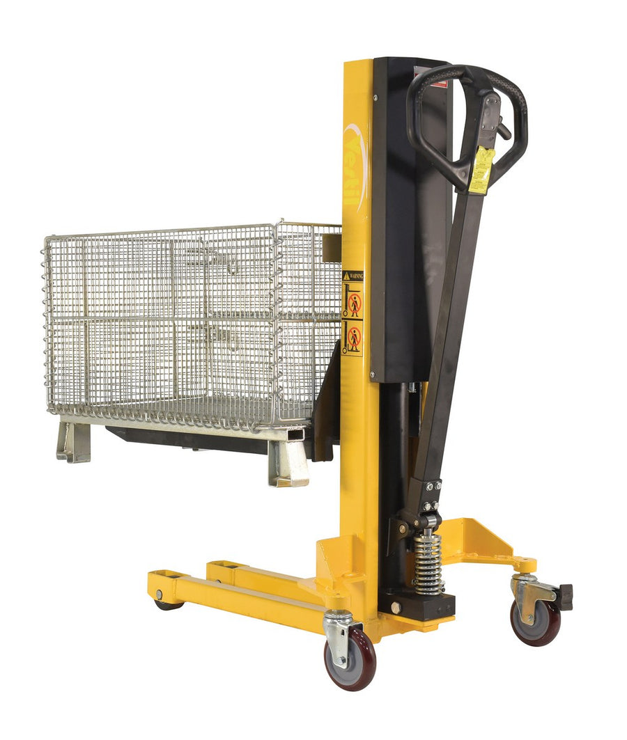 Steel Single Fork Skid Positioner Lifter 600 Lb. Capacity Yellow / Black