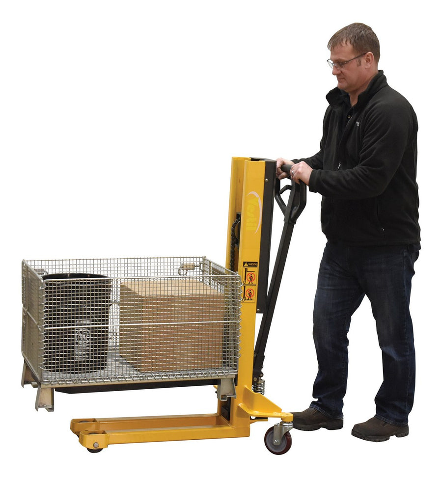 Steel Single Fork Skid Positioner Lifter 600 Lb. Capacity Yellow / Black