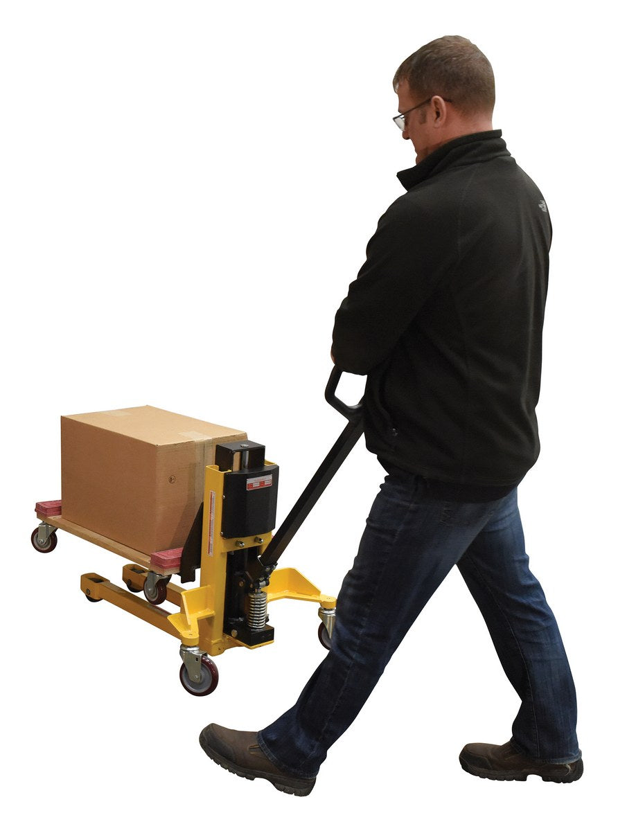 Steel Single Fork Skid Positioner Lifter 800 Lb. Capacity Yellow / Black