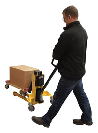Thumbnail for Steel Single Fork Skid Positioner Lifter 800 Lb. Capacity Yellow / Black
