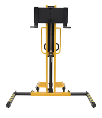 Thumbnail for Steel Manual Stacker Narrow Mast Adjustable Forks/Legs 1,000 Lb. Capacity Black / Yellow