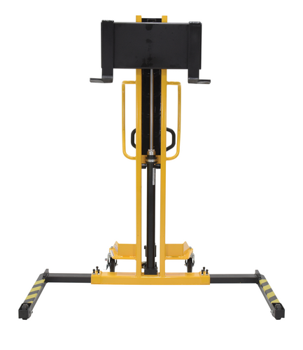 Steel Manual Stacker Narrow Mast Adjustable Forks/Legs 1,000 Lb. Capacity Black / Yellow