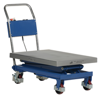 Thumbnail for Steel Linear Elevating Double Scissor Cart 23-5/8 In. x 35-1/2 In. 400 Lb. Capacity Blue/Silver