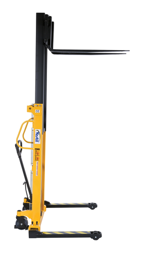 Steel Manual Stacker Adjustable Forks/Legs 2,200 Lb. Capacity Black