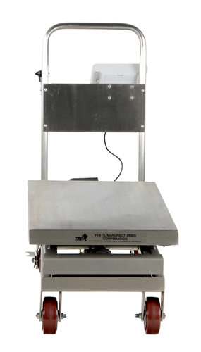 Partially Stainless Steel Scissor Cart with Scale 19-1/2 In. x 32 In. 500 Lb. Capacity Blue/Silver