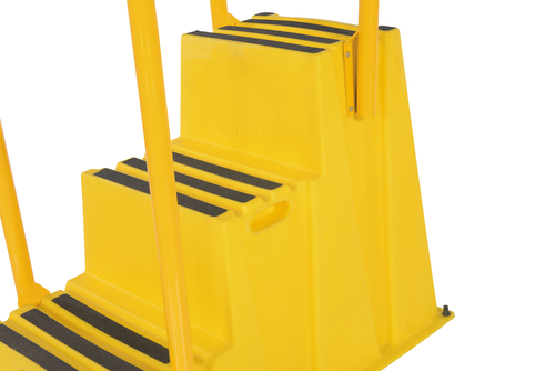 Polyethylene Nestable with Hand and Back Rails 3 Step 500 Lb. Capacity Yellow