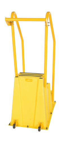 Polyethylene Nestable with Hand and Back Rails Casters 3 Step 500 Lb. Capacity Yellow