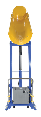Steel DC Powered Portable Hydraulic Drum Dumper 72 In. Dump Height 1,500 Lb. Capacity Blue / Yellow