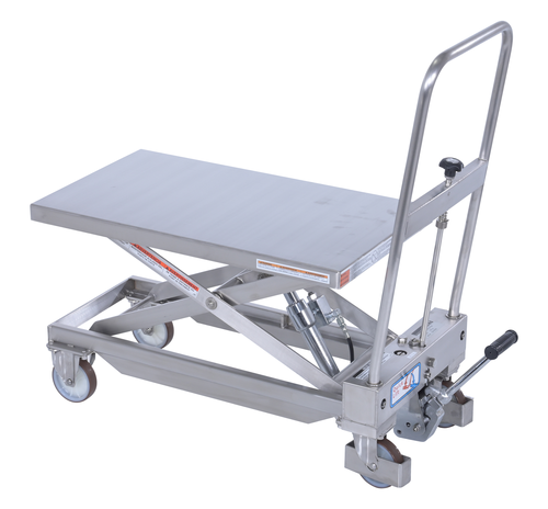 Stainless Steel Hydraulic Cart 15-3/4 In. x 27-1/2 In. 330 Lb. Capacity Silver