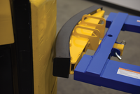 Thumbnail for Steel Fork Truck Hook Base 32 In. Length With Steel/Rubber Push Bumper-Attachment to 2 In. Receiver 15 In. x 28 In. x 5-3/4 In Blue/Yellow