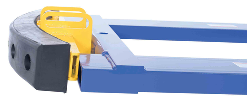 Steel Fork Truck Hook Base 44 In. Length With Steel/Rubber Push Bumper-Attachment to 2 In. Receiver 15 In. x 28 In. x 5-3/4 In Blue/Yellow