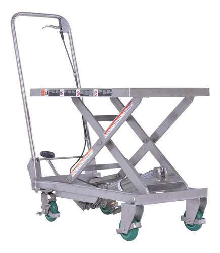 Stainless Steel Scissor Cart 17-3/4 In. x 27-5/8 In. 300 Lb. Capacity Silver