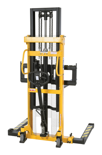 Steel Manual Stacker Adjustable Forks/Legs 2,200 Lb. Capacity Black