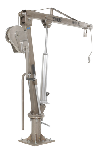 Stainless Steel Winch Truck Jib Crane 52 In. Reach 1,000 Lb. Extended Capacity Silver