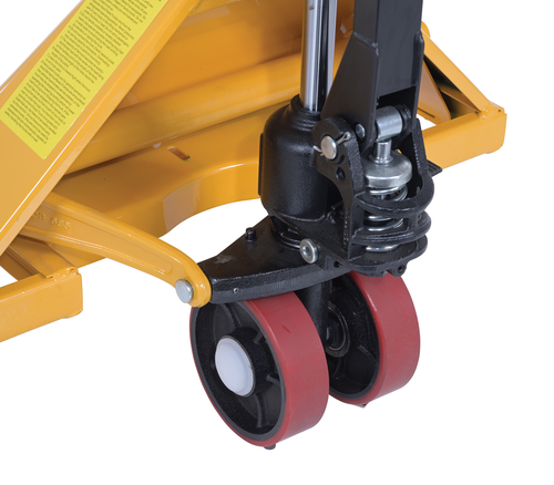 Steel Economy Pallet Truck Hand and Foot Release 62 In. x 29 In. x 48 In. 4,400 Lb. Capacity Yellow