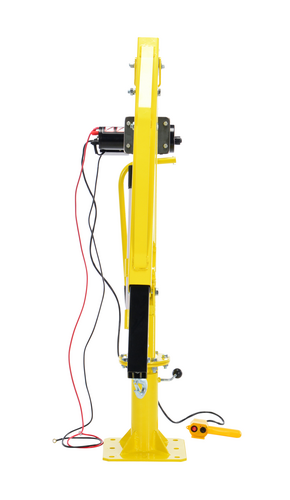 Steel DC Powered Winch Truck Jib Crane 500 Lb. Extended Capacity Yellow
