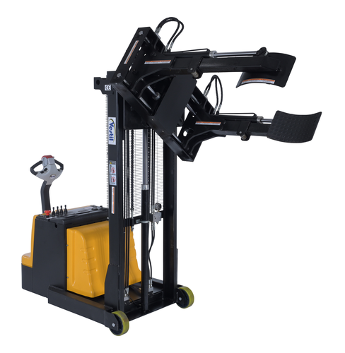 Steel Vertical Drum Gripper/Rotator Stacker With Gripper Max Reach 35.5 In. Dispensing Height 71 In. 800 Lb. Capacity Black / Yellow
