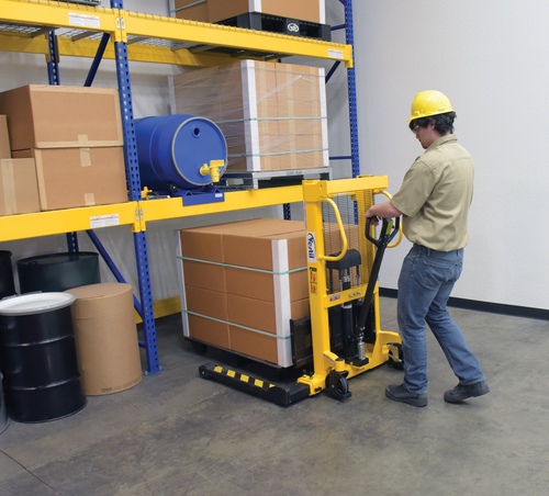 Stacker Manual Pump 3 - 35 In. 2,000 Lb. Capacity Black / Yellow
