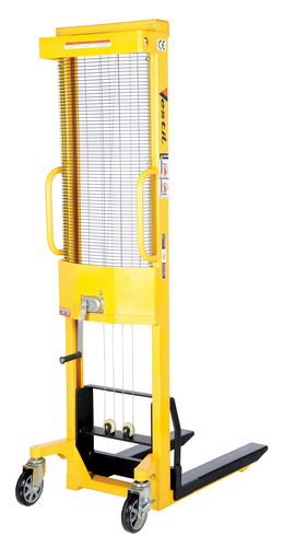 Steel Stacker with Fixed Manual Hand Winch 770 Lb. Capacity Black / Yellow