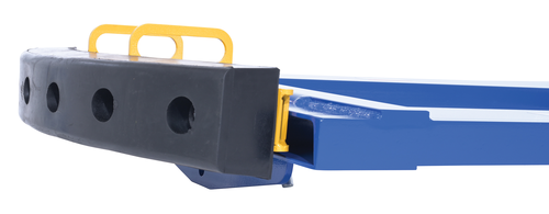 Steel Fork Truck Hook Base 44 In. Length With Steel/Rubber Push Bumper-Attachment to 2 In. Receiver 15 In. x 28 In. x 5-3/4 In Blue/Yellow