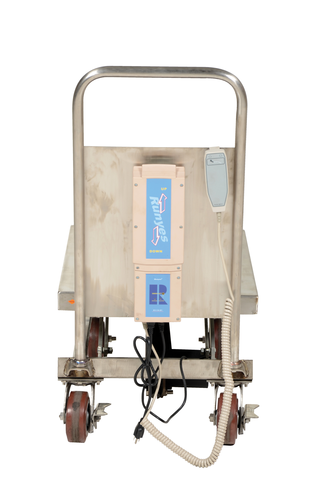 Partially Stainless Steel Linear Actuated Elevating Cart 19-1/2 In. x 32 In. 500 Lb. Capacity Blue/Silver