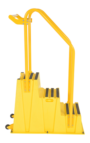 Polyethylene Nestable with Hand and Back Rails Casters 3 Step 500 Lb. Capacity Yellow