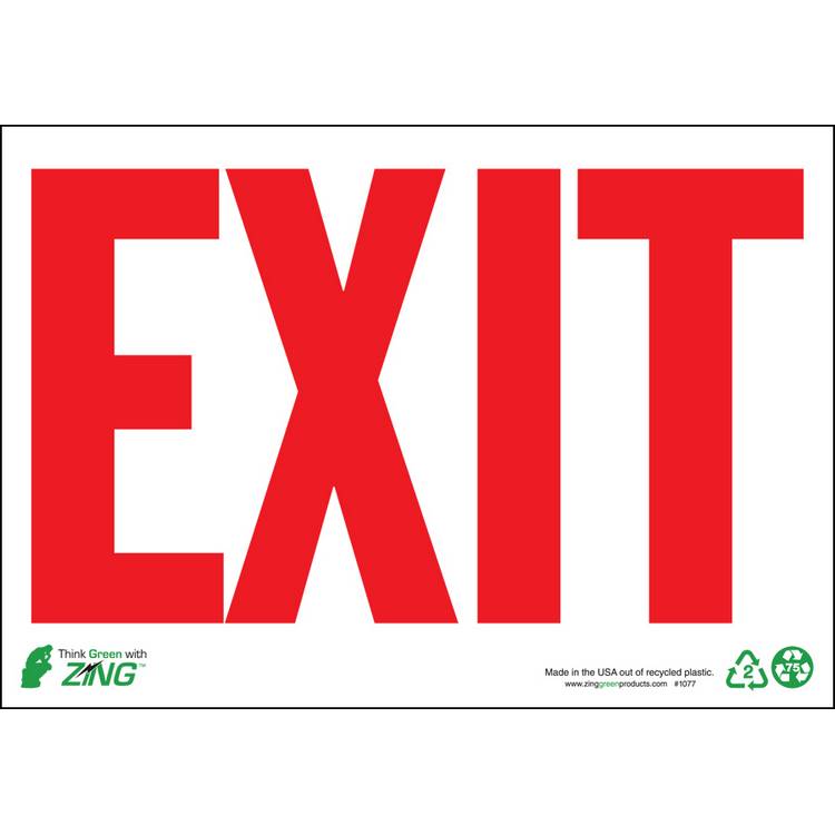 ZING Eco Safety Sign, Exit, 7X10- Model 1077A