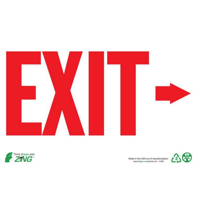 ZING Eco Safety Sign, Exit, 7X10- Model 1081