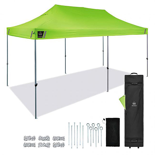 Ergodyne® SHAX® 6015 Heavy-Duty Pop-Up Tent, 10' x 20', Lime, 1/Each