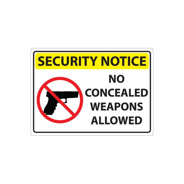 ZING Concealed Carry Sign, 7X10- Model 1818S
