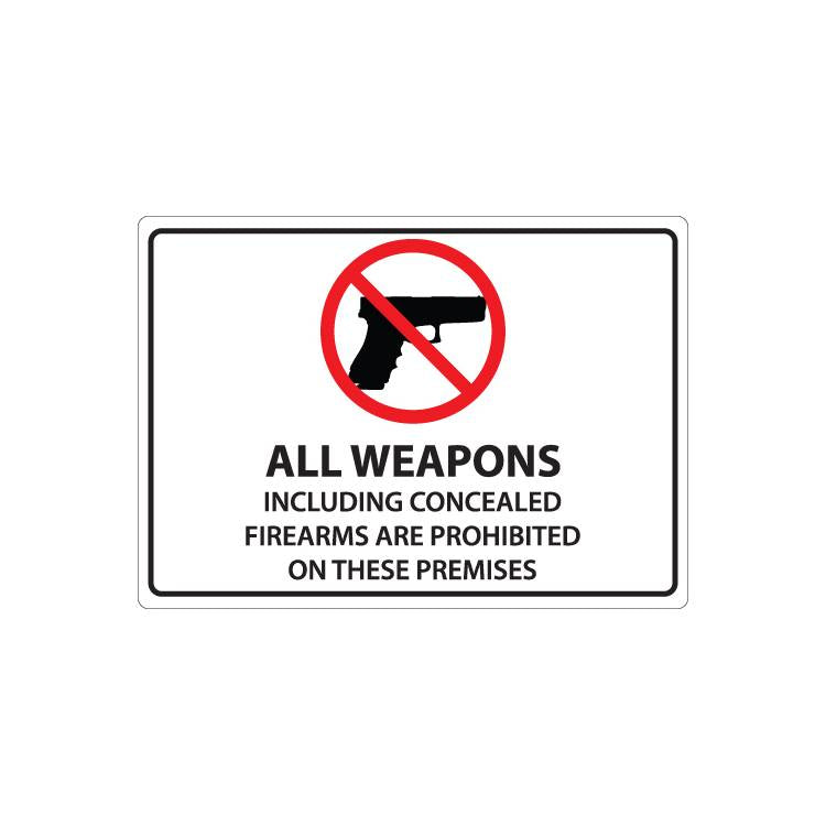 ZING Concealed Carry Sign, 7X10- Model 1825A