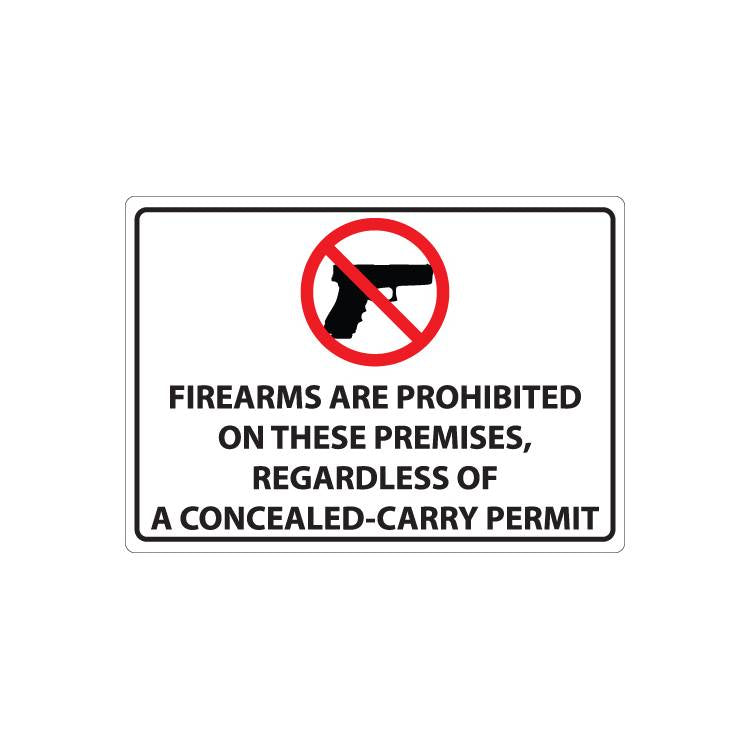 ZING Concealed Carry Sign, 7X10- Model 1826A