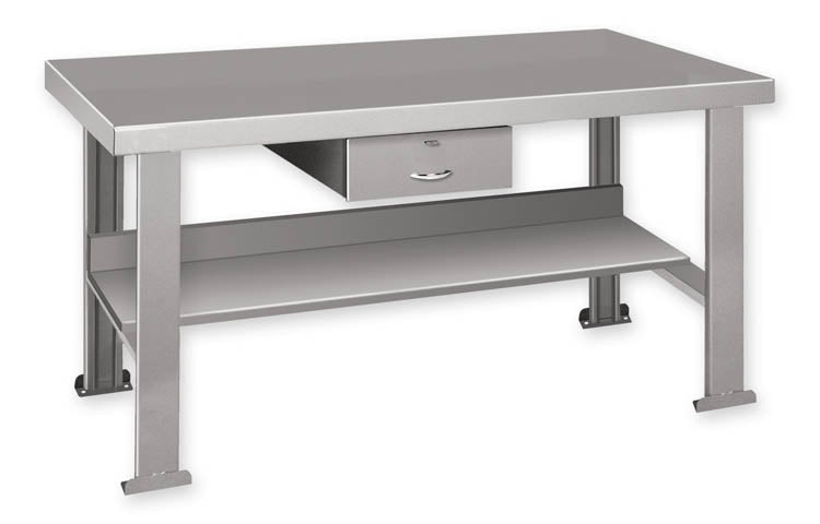 Pucel 24" x 48" Flat Bench w/ Drawer & Shelf