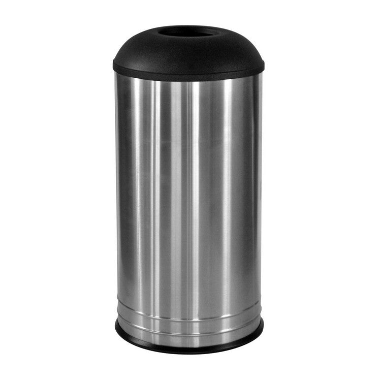 15" x 31" Stainless Steel International Collection Receptacles with Black Lid