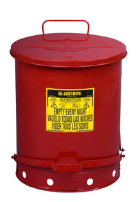 Thumbnail for Justrite 14-Gallon Metal Oily Waste Can w/ Foot Operated Cover