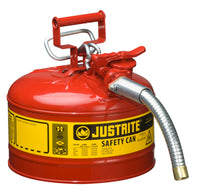 Thumbnail for Justrite 2.5-Gallon Steel Type II AccuFlow Safety Can w/ 1